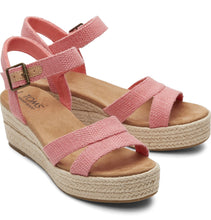 Load image into Gallery viewer, TOMS: Audrey Wedge in Shell Pink Metallic Line
