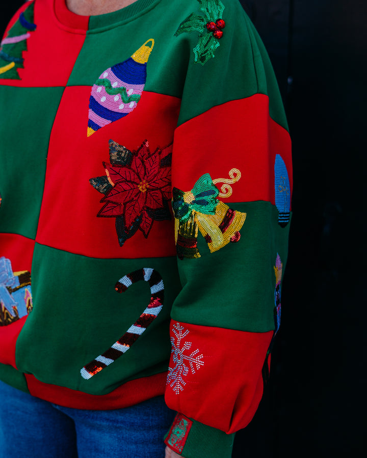 Queen Of Sparkles: Checkered Christmas Sweatshirt