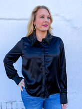 Load image into Gallery viewer, Design History: Beaded Collar Shirt Black
