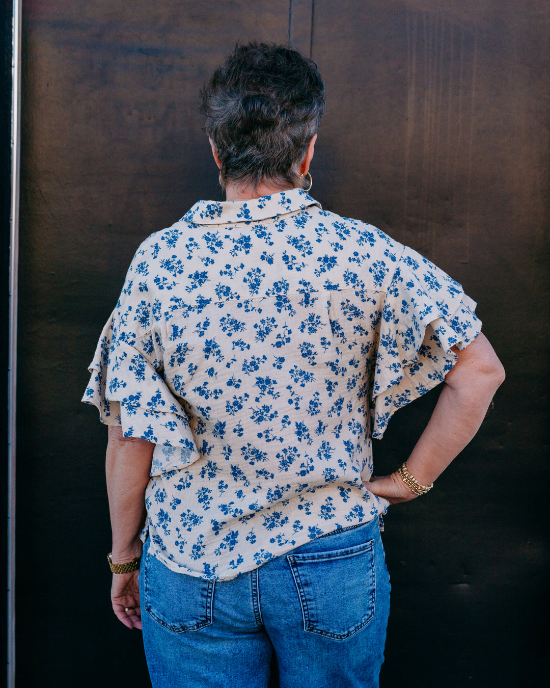 Ivy Jane: Disty Floral Camp Shirt in Cream (641472)