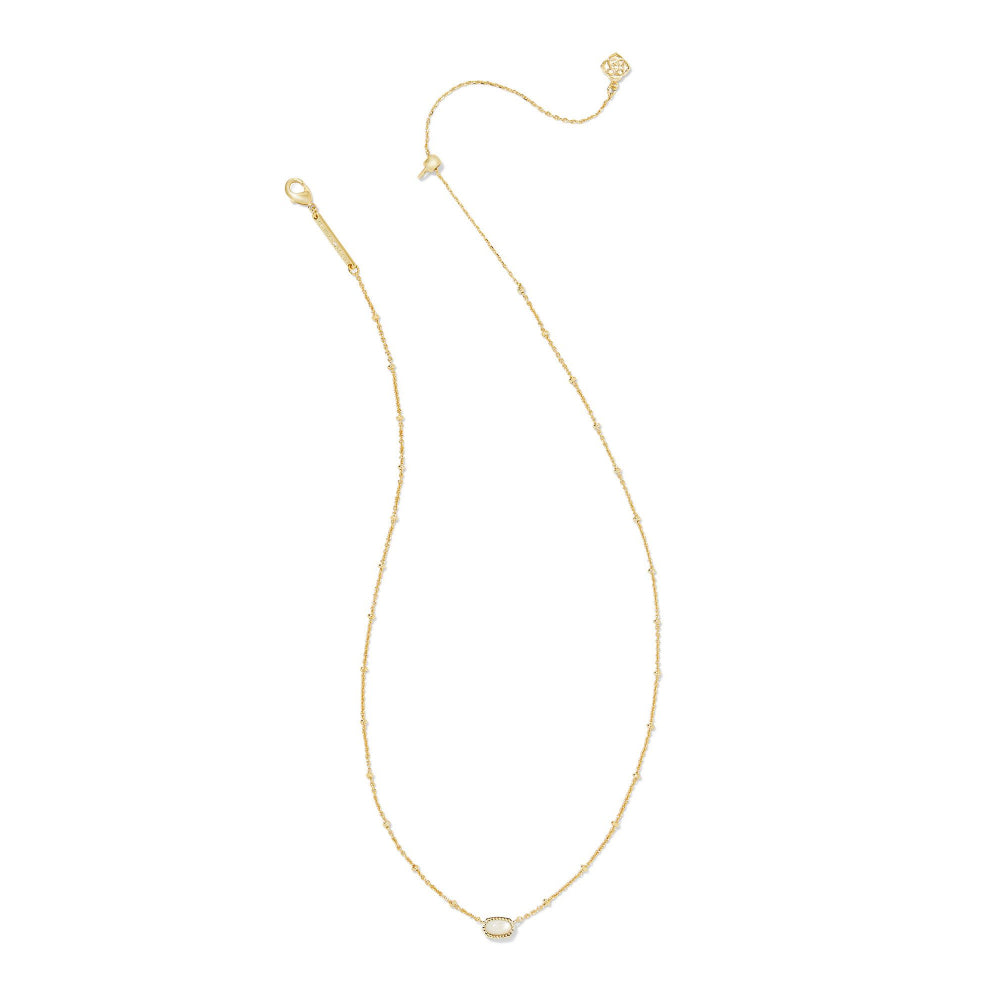 Kendra Scott: Mini Elisa Satellite Short Pendant Necklace in Gold Ivory Mother Of Pearl