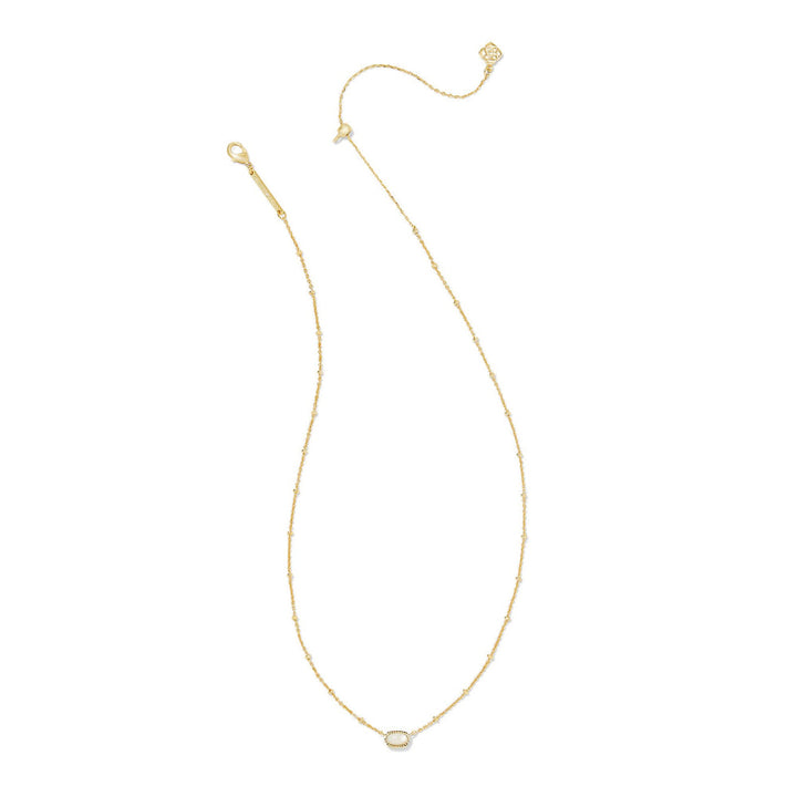 Kendra Scott: Mini Elisa Satellite Short Pendant Necklace in Gold Ivory Mother Of Pearl