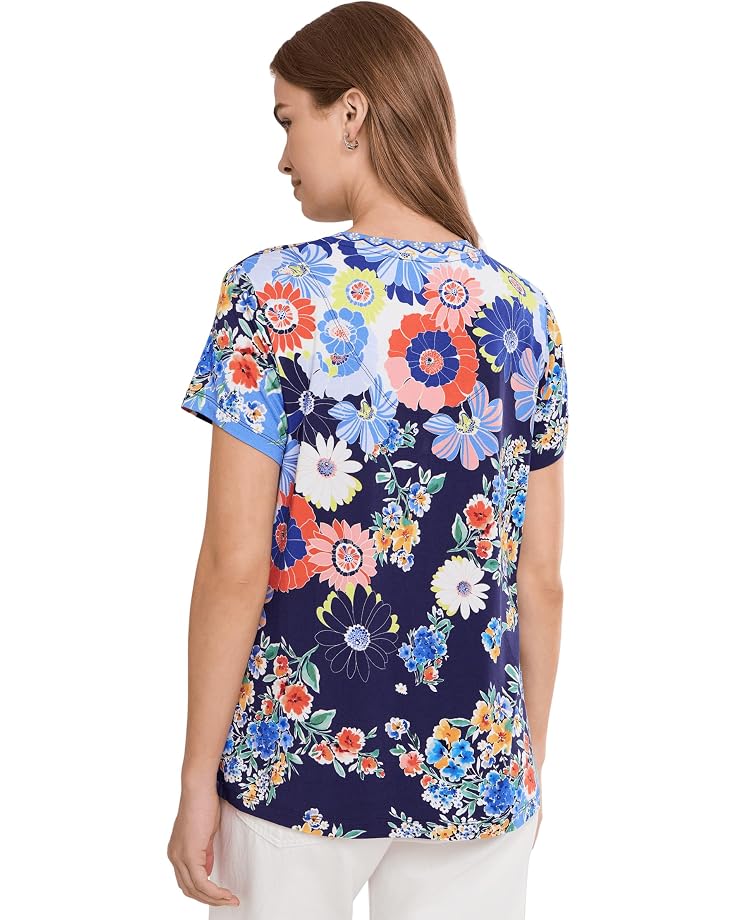 Johnny Was: The Janie Favorite Short Sleeve V-Neck Tee in Tiana Scarf (T13726)