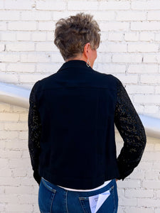 Multiples: Sequin Sleeve Black Jacket