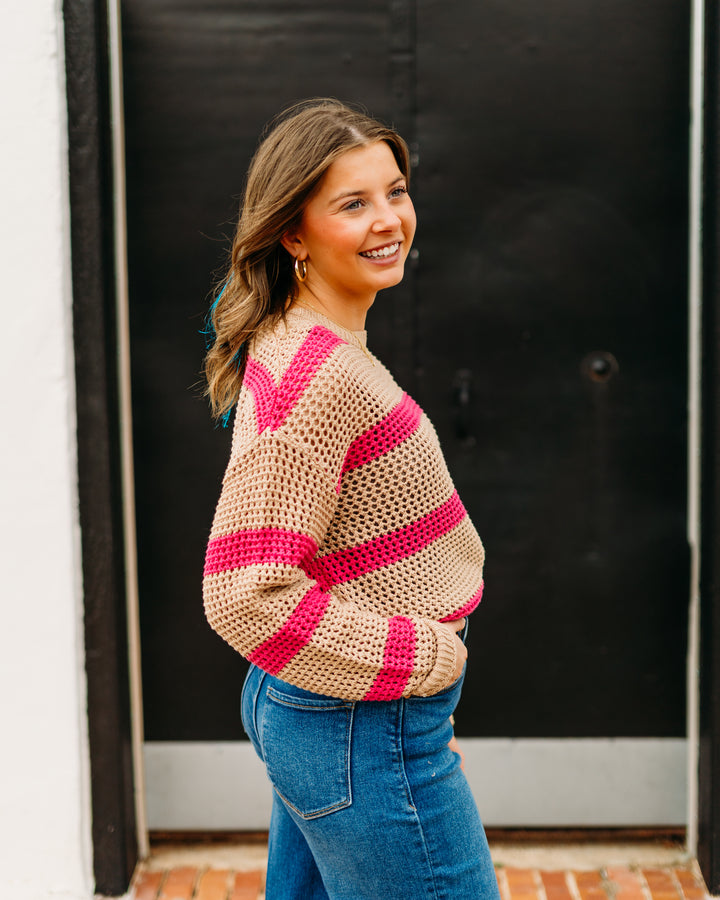 Z Supply: Broadbeached Striped Sweater in Biscuit