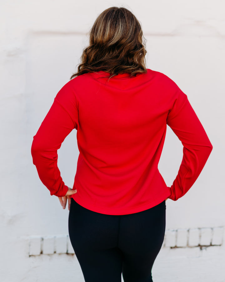 Spanx: Airessentials LS Side Slit Top in Spanx Red