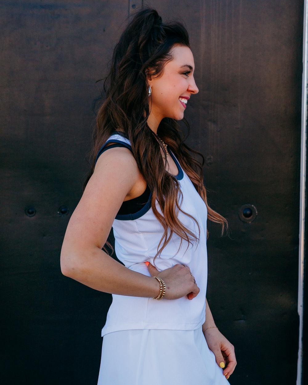 Varley: Tegan Performance Tank in White (VAR03099) - The Vogue Boutique