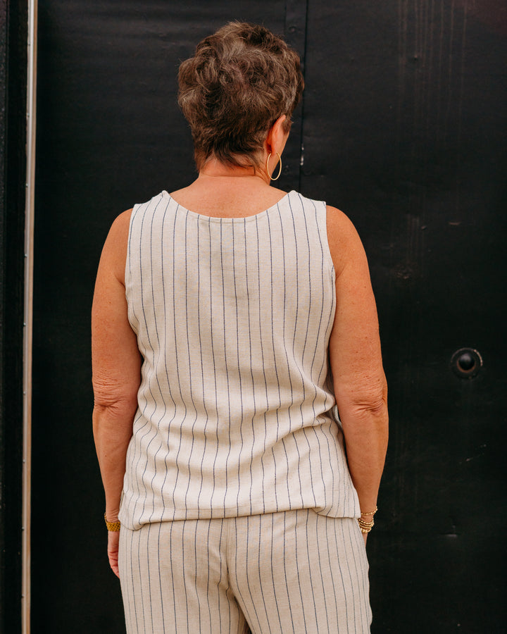 Multiples: Double Scoop Neck Tank in Flax (M26712TM)