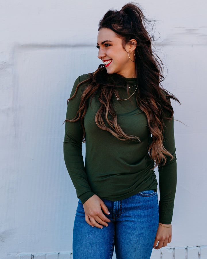 Liverpool: Long Sleeve Mock Neck in Forest Shade