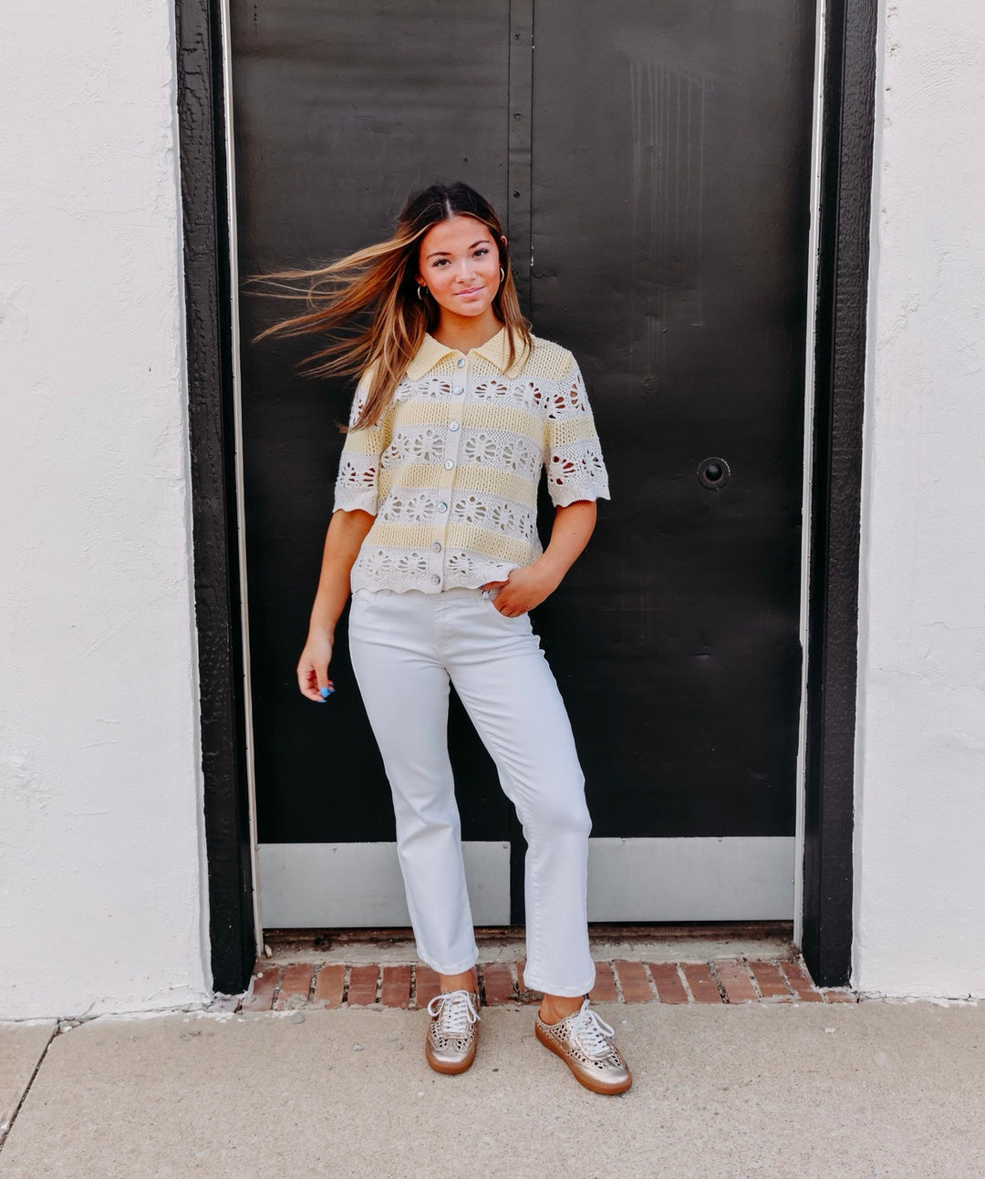 Another Love: Andrine Top in Cream and Yellow