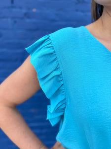 Ivy Jane: Flutter Sleeve Basic in Blue 650354