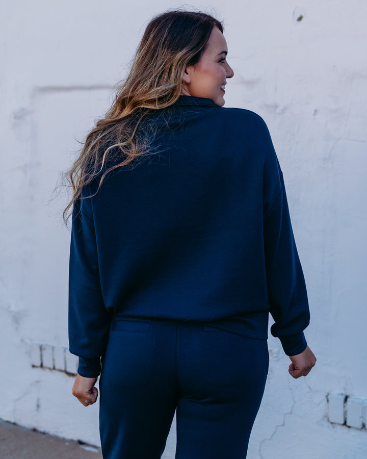 Varley: Hawley Half Zip Sweat in Navy ( VAR01461)