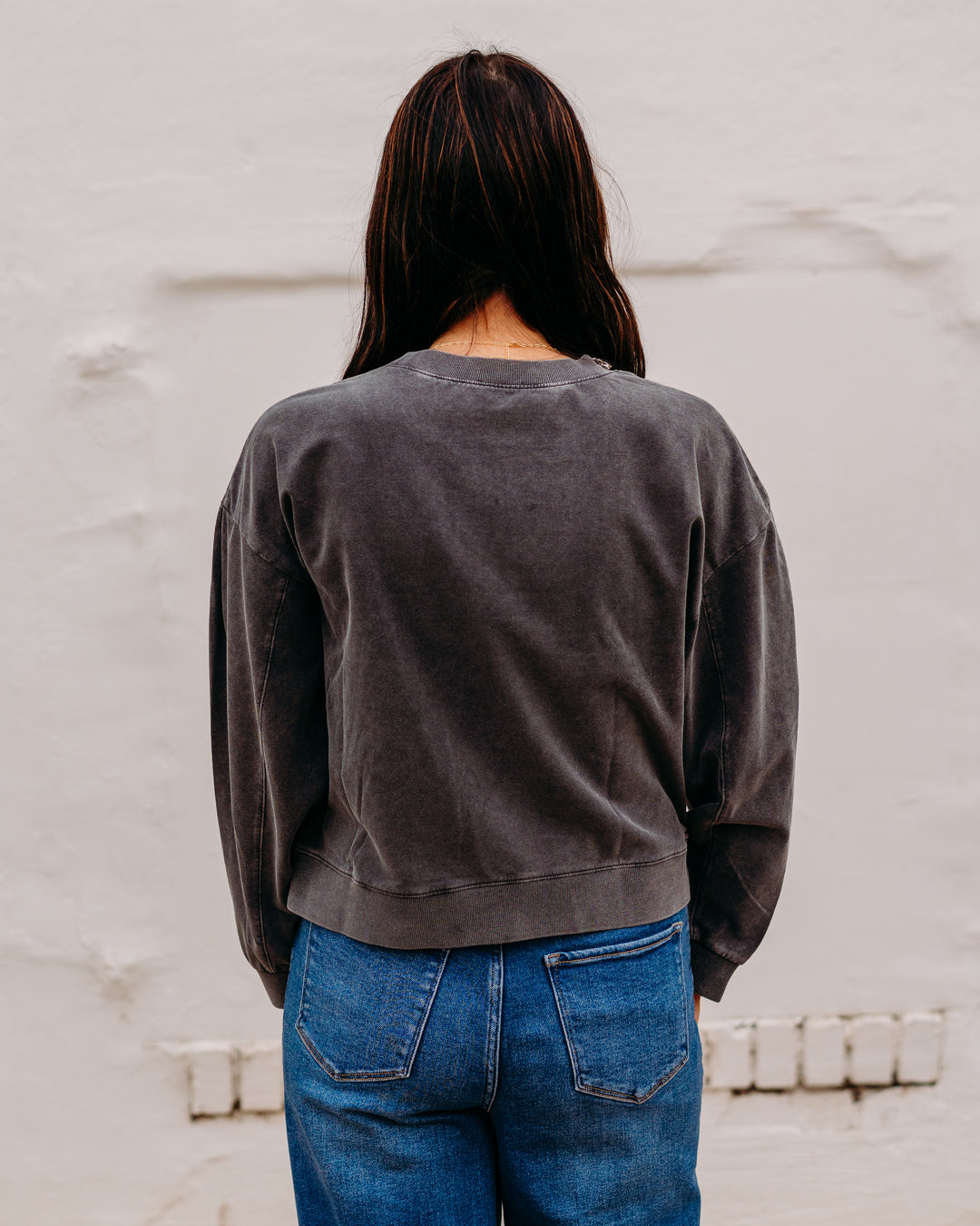Another Love: Zella Sweater in Black Acid Wash
