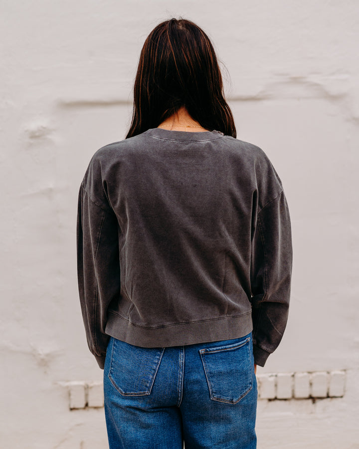 Another Love: Zella Sweater in Black Acid Wash