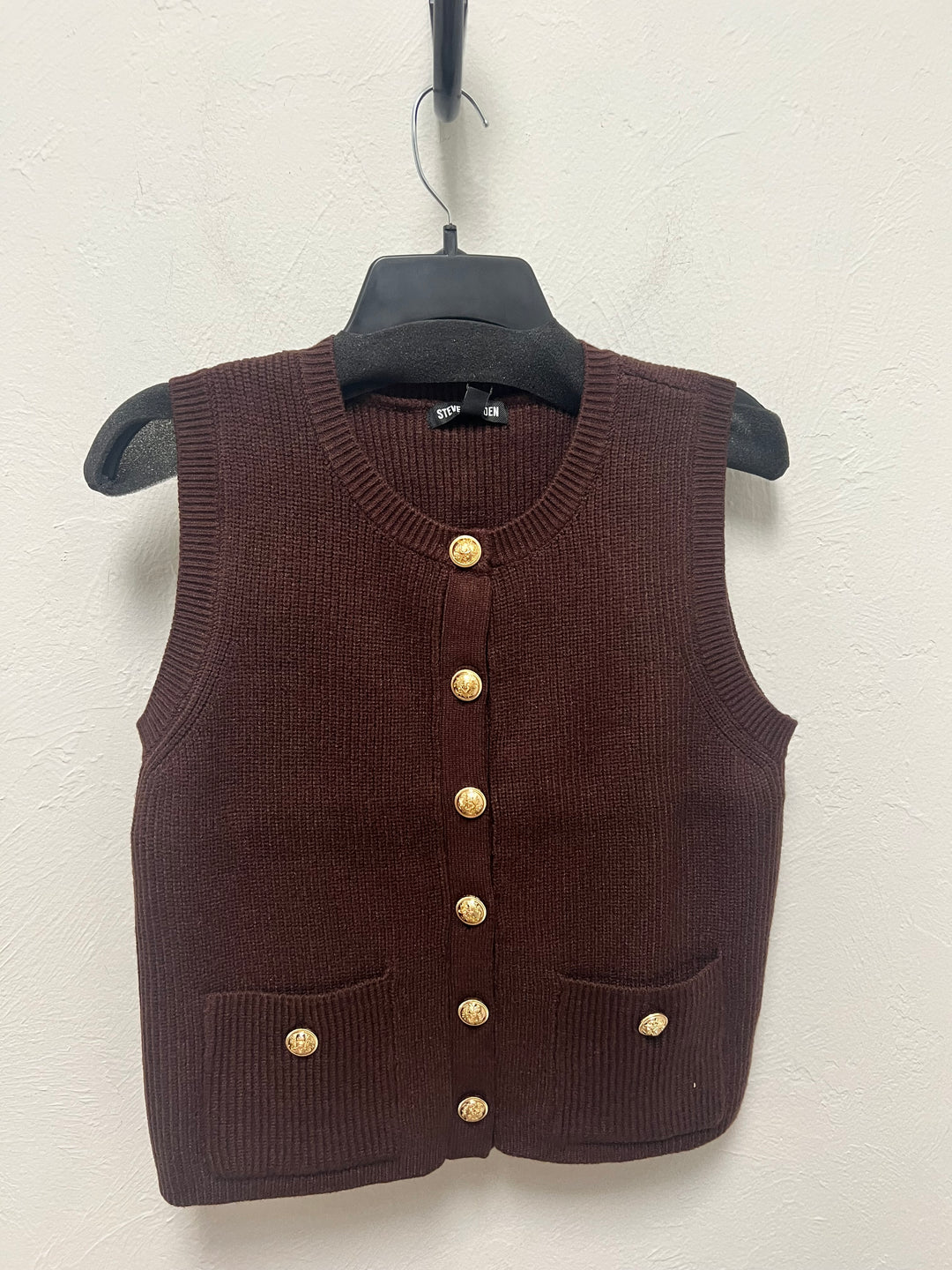 Steve Madden: Aliya Sweater Vest in Dark Brown