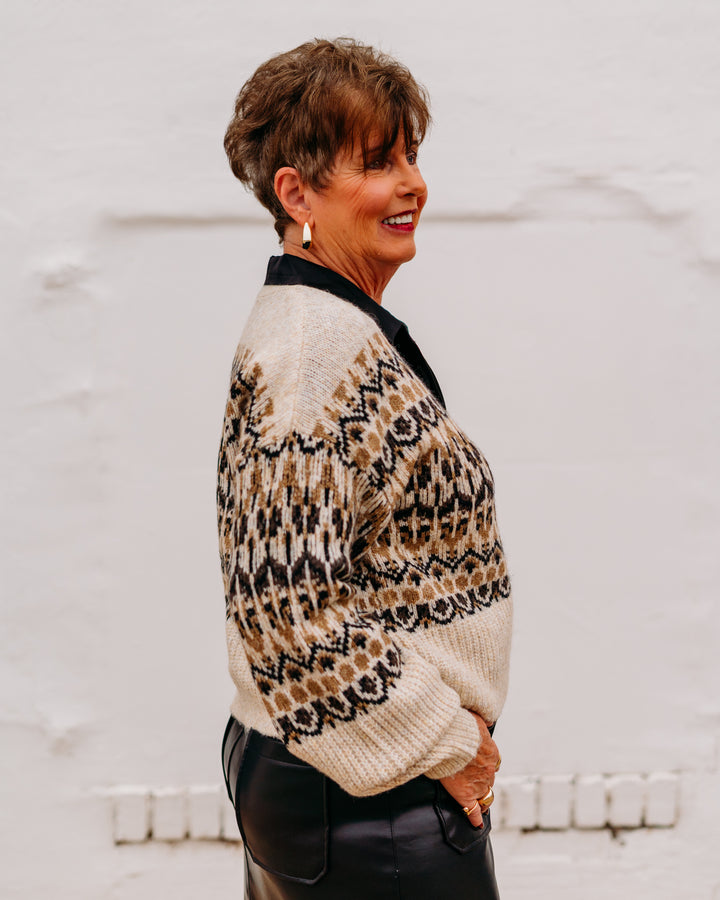 Karen Kane: Jacquard Cardigan Sweater in Multi Color 3L89145