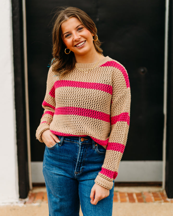 Z Supply: Broadbeached Striped Sweater in Biscuit