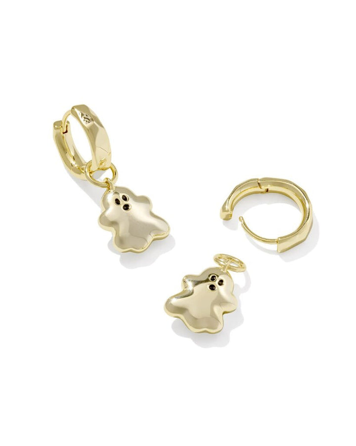 Kendra Scott: Ghost Huggie Earrings in Gold White Mother Of Pearl