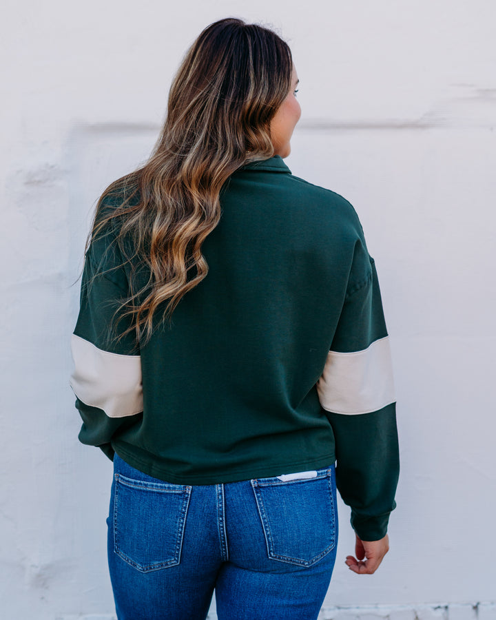 Glyder: Lounge Skimmer Polo in Forest and Oatmilk