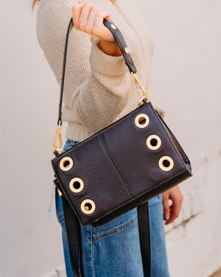 Hammitt: Montana Clutch Sml in Black/Brushed Gold