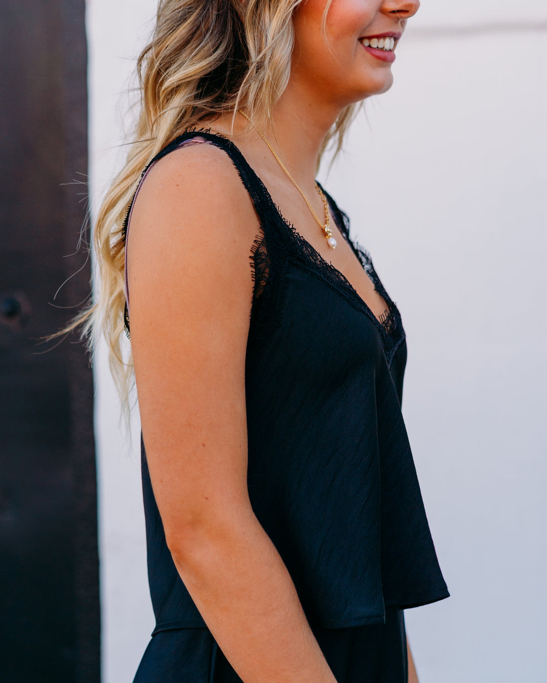 Z Supply: Uma Lace Satin Cami in Black