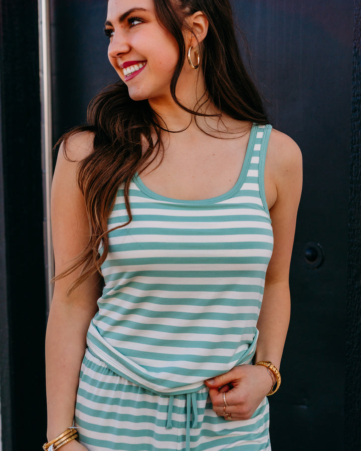 Z Supply: Kiera Stripe Tank in Crystal Green (ZLT261267) - The Vogue Boutique