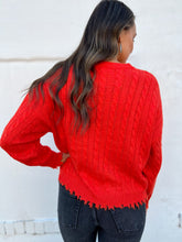 Load image into Gallery viewer, Esqualo: Raw Edge Cable Sweater in Orange
