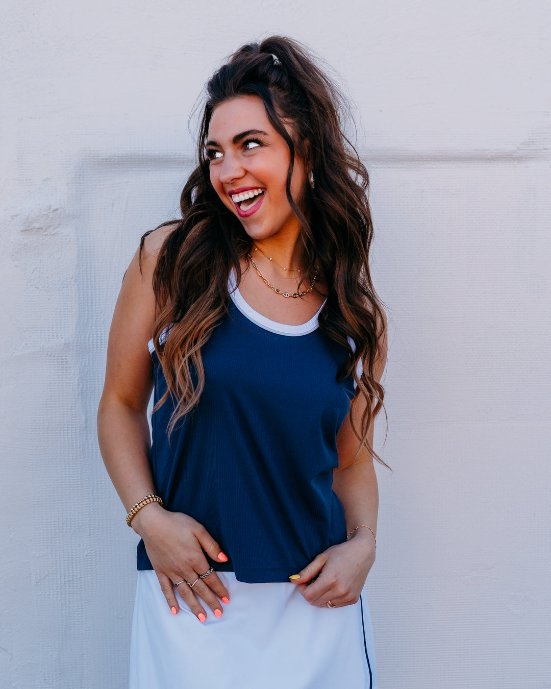 Varley: Tegan Performance Tank in Blue Nights (VAR03099) - The Vogue Boutique