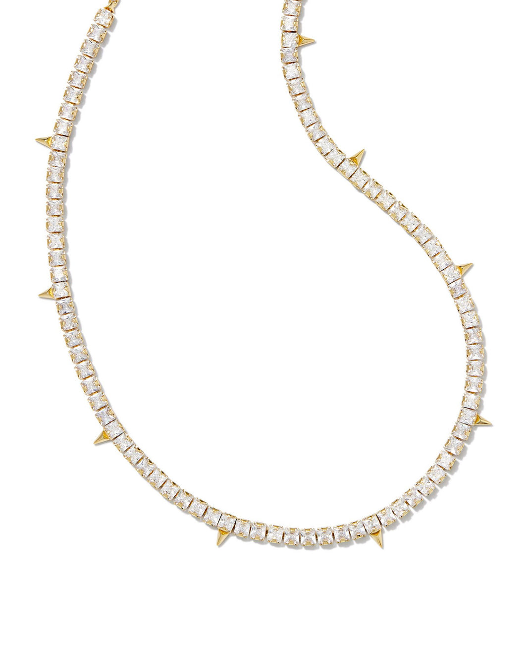 Kendra Scott: Jacqueline Tennis Necklace in Gold White Crystal