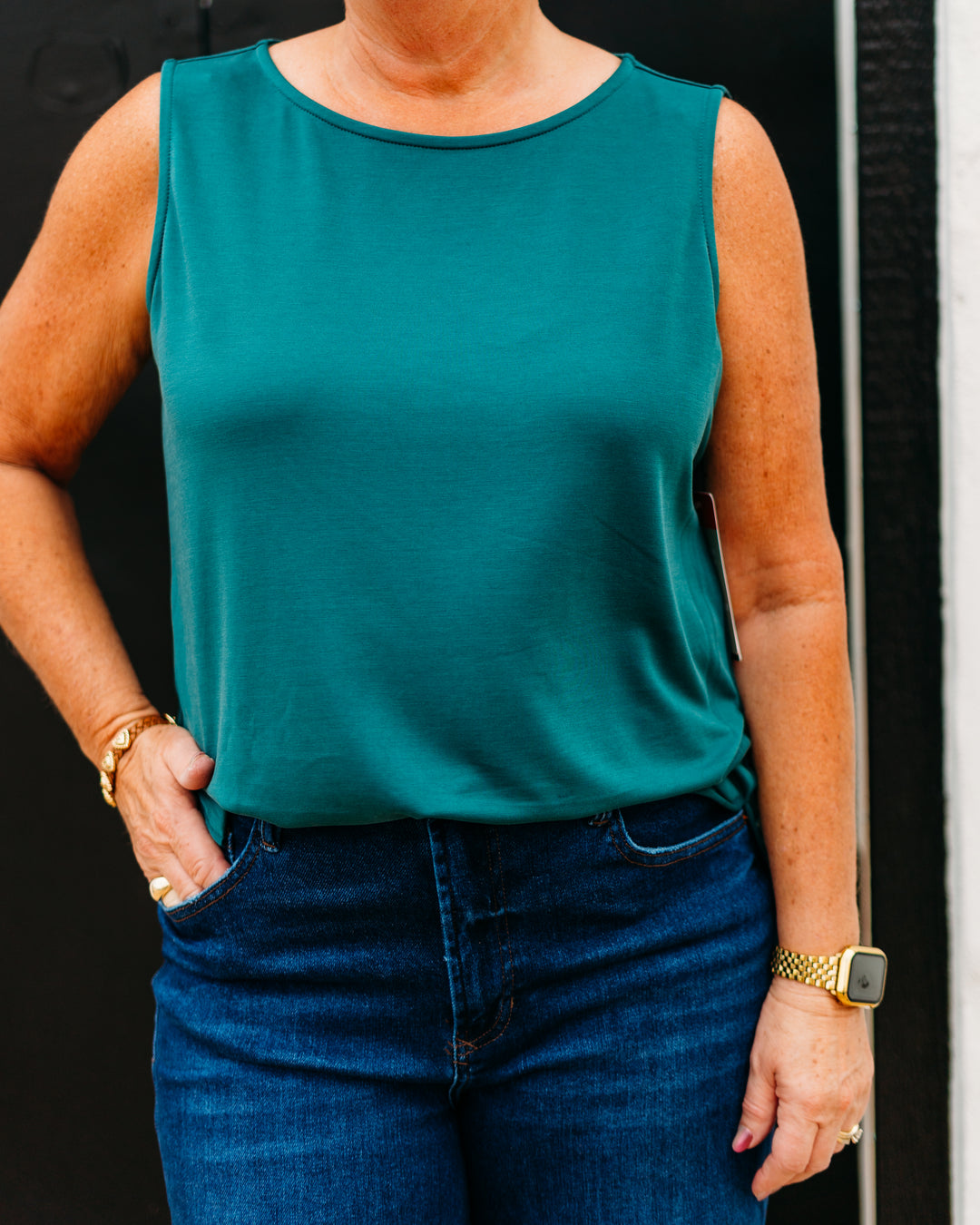 Multiples: High Neck Tank Top in Green(M35101TM)