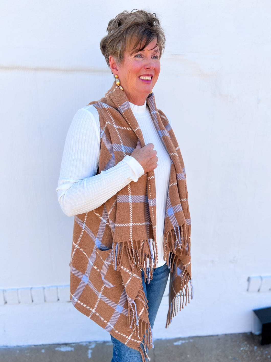 French Dressing Jeans: Chipmunk Check Poncho in West Brushed Plaid