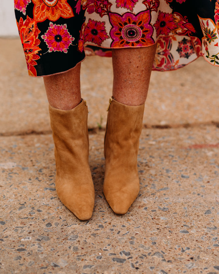 Sam Edelman: Saige Suede Pointy Toe Boot in Tan