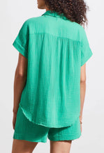 Load image into Gallery viewer, Tribal: Short Sleeve Shirt with Raw Edge Hem in Jade Mist 5345O-4555
