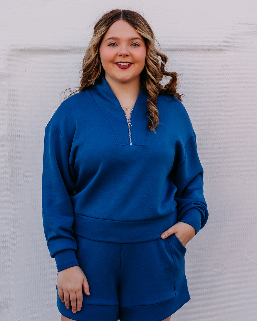 Varley: Davidson Sweat in Bijou Blue (VAR01080) - The Vogue Boutique