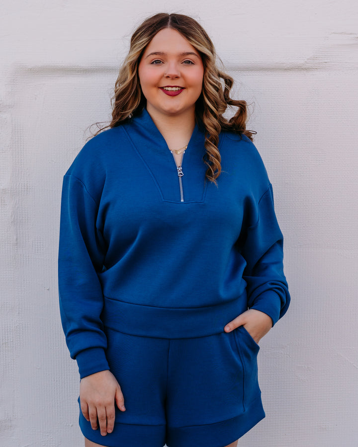 Varley: Davidson Sweat in Bijou Blue (VAR01080) - The Vogue Boutique