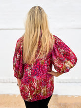 Load image into Gallery viewer, Jade: Safari High Neck Puff Sleeve Top in Pink
