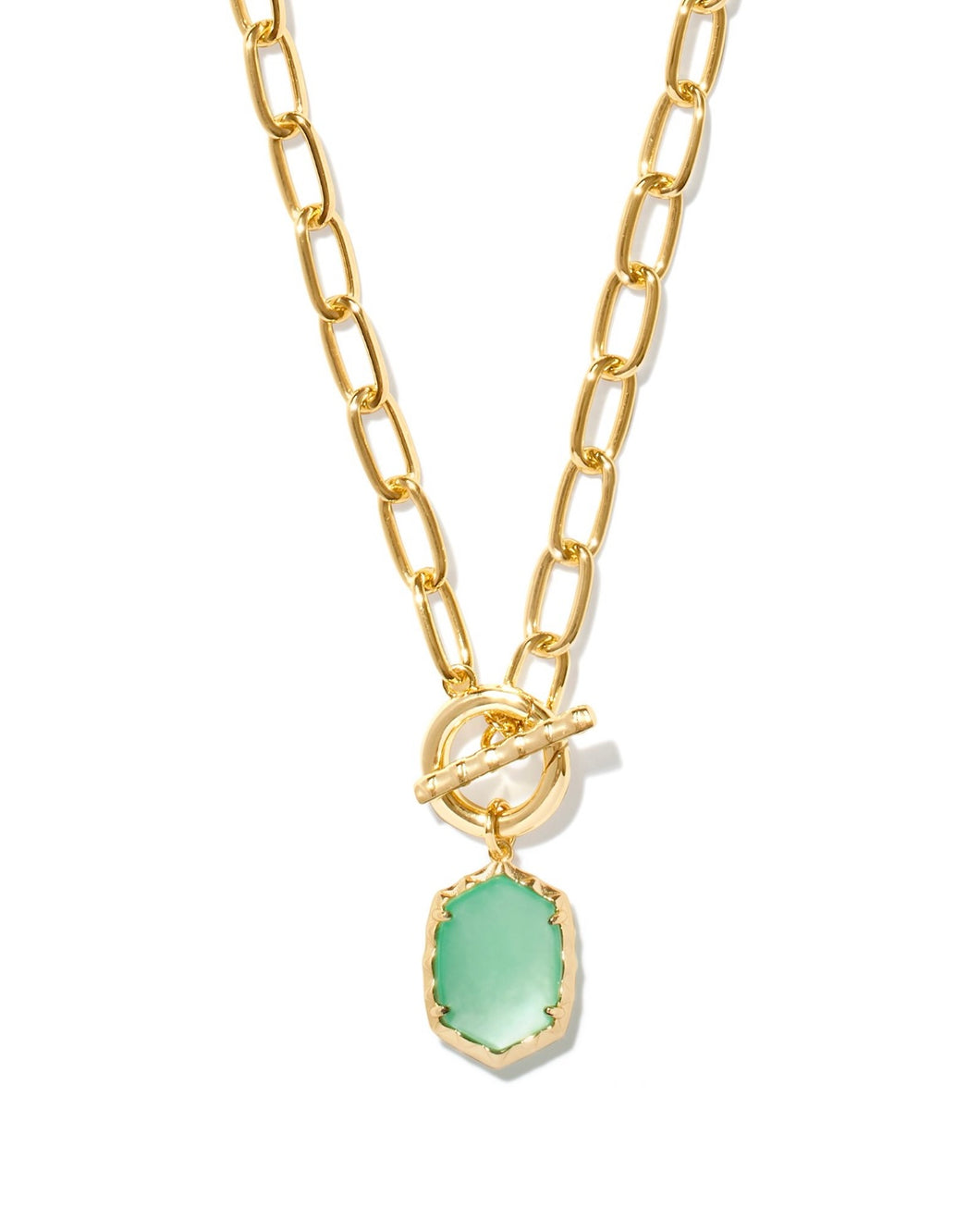 Kendra Scott: Daphne Link Chain Necklace in Gold Light Green MOP