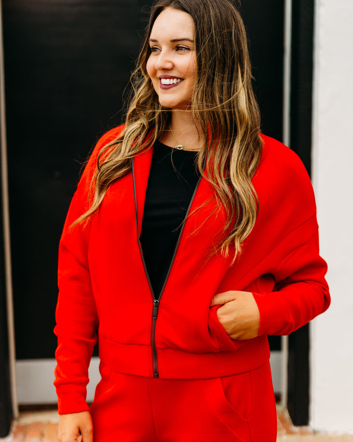 Spanx: Airessentials Track Jacket in Spanx Red 21642R
