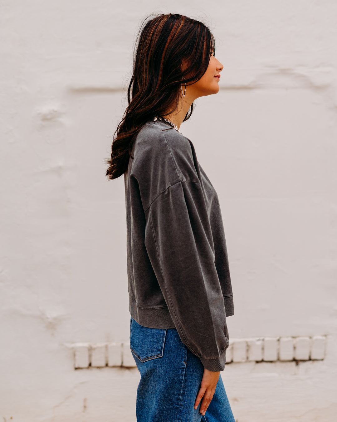 Another Love: Zella Sweater in Black Acid Wash