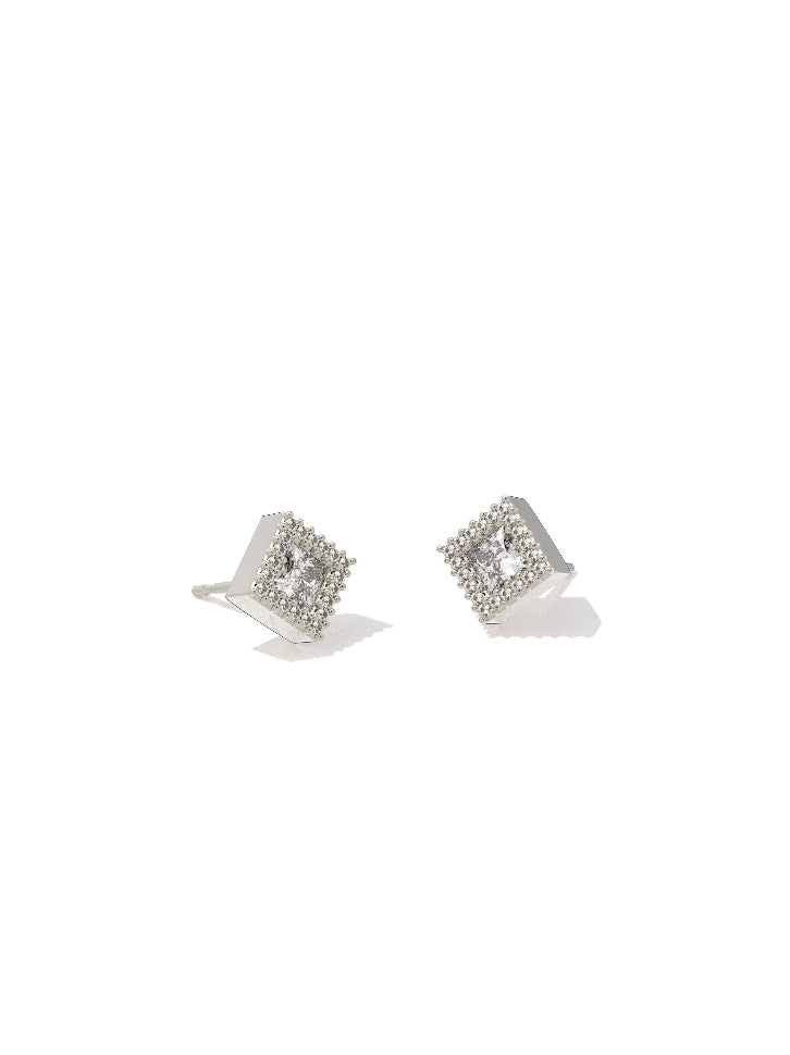 Kendra Scott: Gracie Stud Earrings In Silver White Crystal