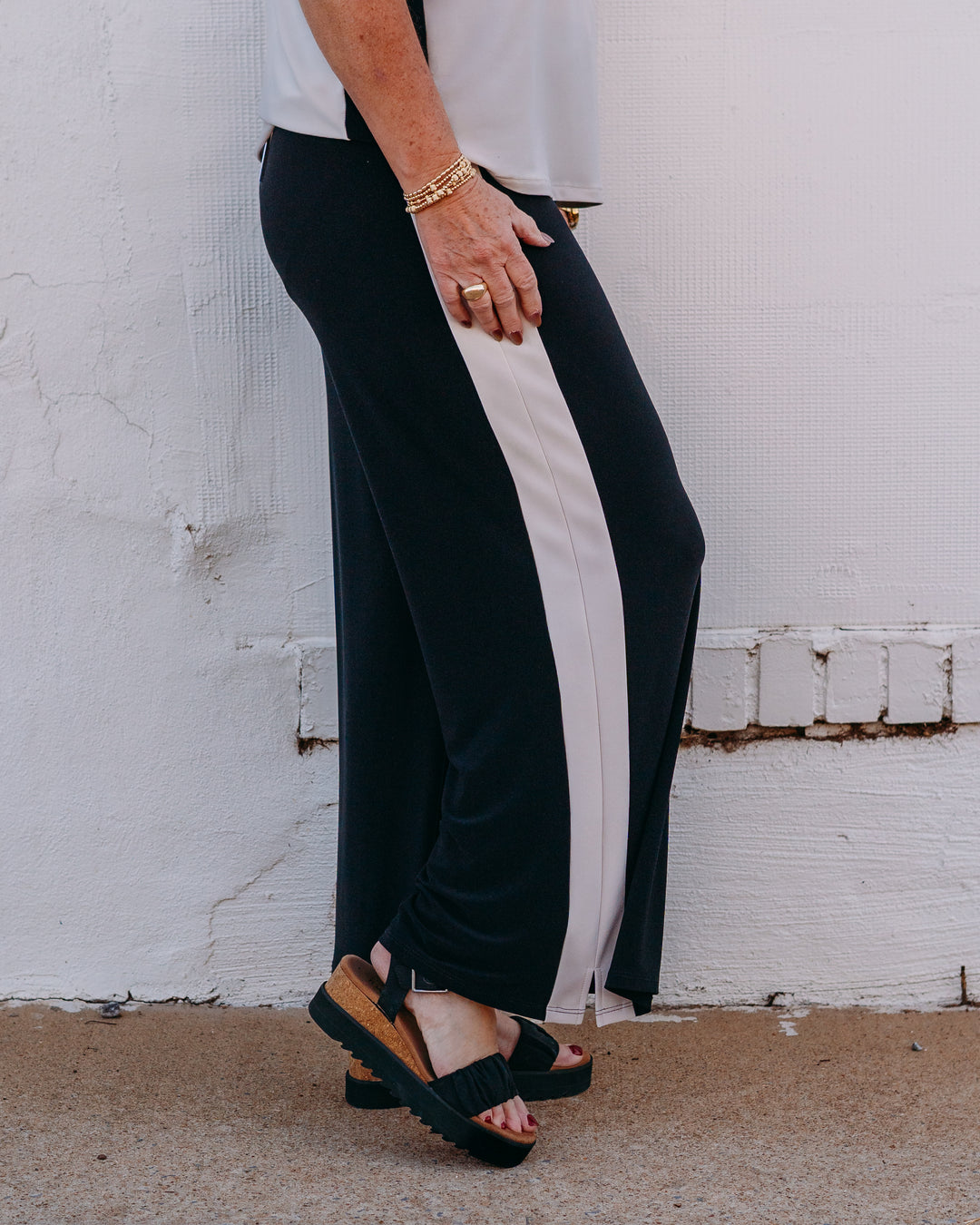 Joseph Ribkoff: Silky Knit Color Block Wide Leg Pull-On Pants (261612) (3882)