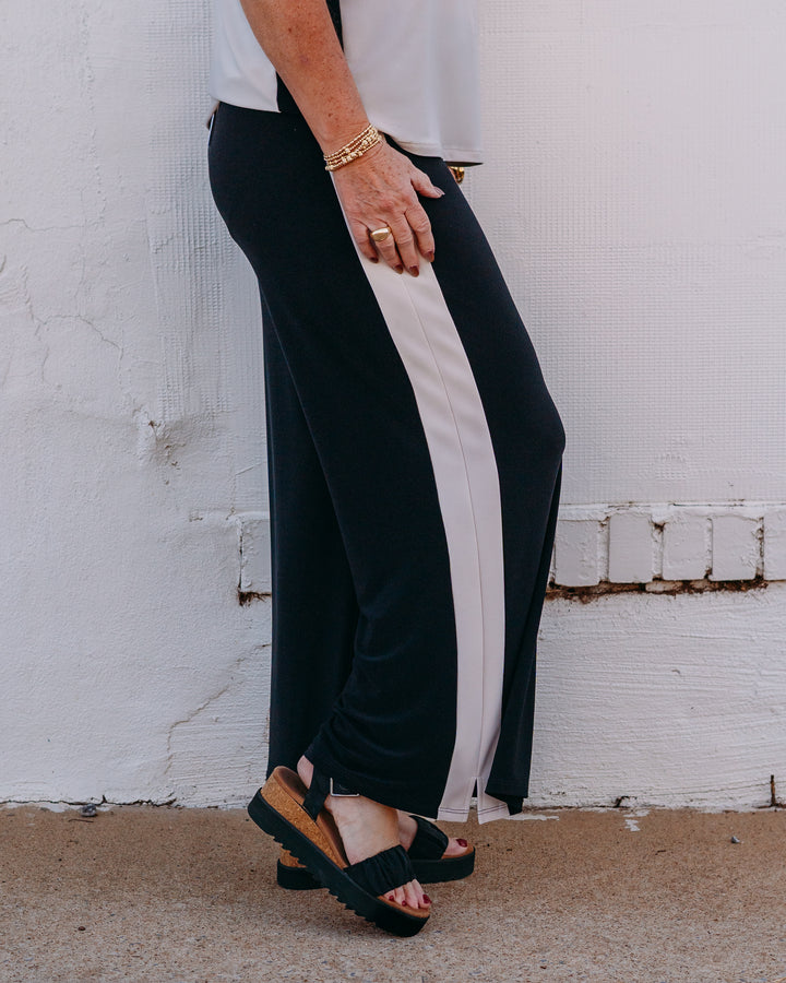 Joseph Ribkoff: Silky Knit Color Block Wide Leg Pull-On Pants (261612) (3882)