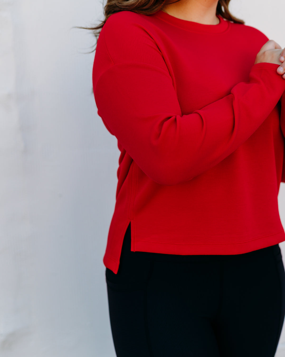 Spanx: Airessentials LS Side Slit Top in Spanx Red