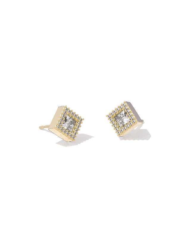 Kendra Scott: Gracie Stud Earrings in Gold White Crystal