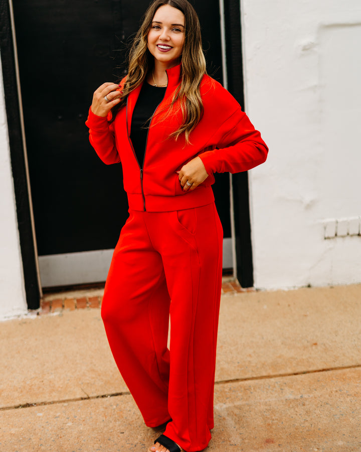 Spanx: Airessentails Wide Leg Track Pant in Spanx Red  21802R
