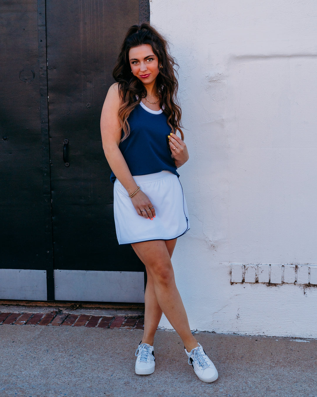 Varley: Anaya Mid Rise Skort in White (VAR03041) - The Vogue Boutique