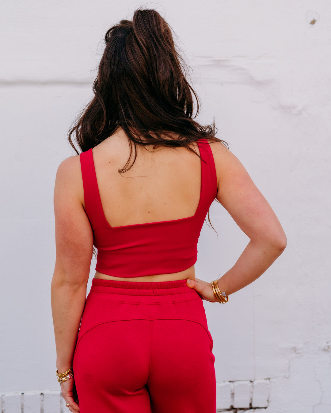 Spanx: Get Moving Cropped Square Neck Shelf Tank in Fuchsia (51121R) - The Vogue Boutique