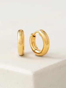 Lovers Tempo: Small Puff Hoop Earrings in Gold