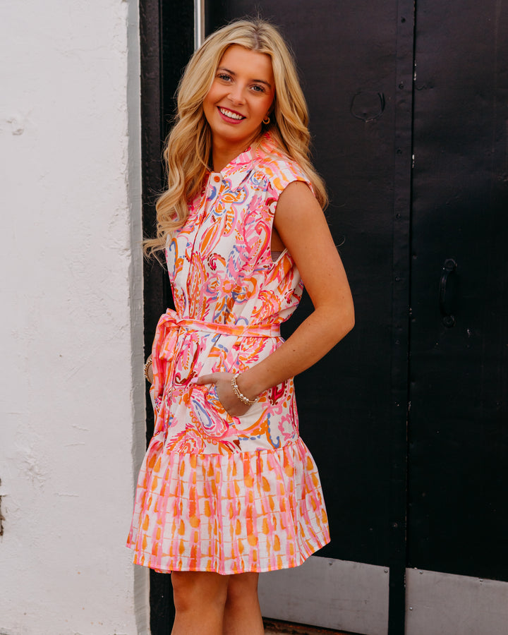 Joy Joy: Carnival Paisley Contrast Shirtdress (77C4871)