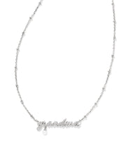 Load image into Gallery viewer, Kendra Scott: Grandma Script Necklace in Silver White Pearl
